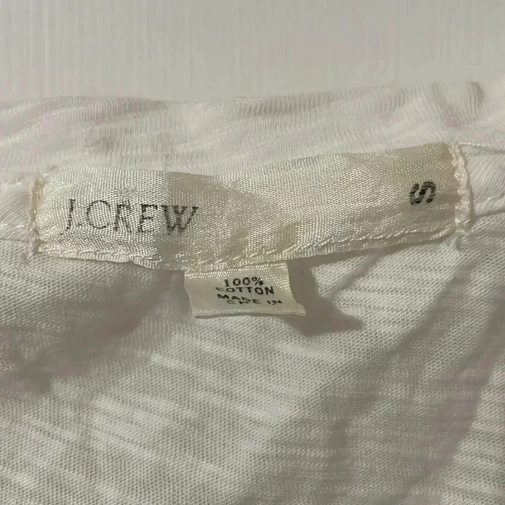 J. Crew White T-Shirt with Silver Deer Design